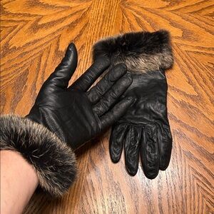 Pritzi Black Thinsulate 40 Gram Genuine Leather Gloves with Fur Trim. Size XL